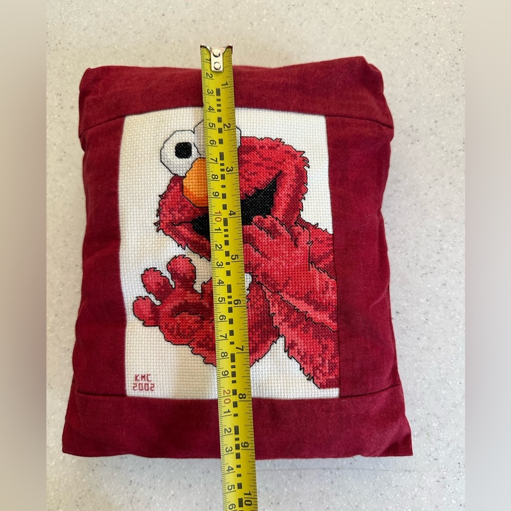 Handmade Sesame Street Elmo Decorative Pillow Cross Stitched pillowcase 7.5”x9” - Picture 9 of 12